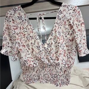 Paper Crane Cream and Brown Floral Blouse